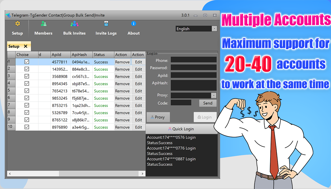 Telegram-TgSender Contact | Group Bulk Send |Invite-Support multiple accounts