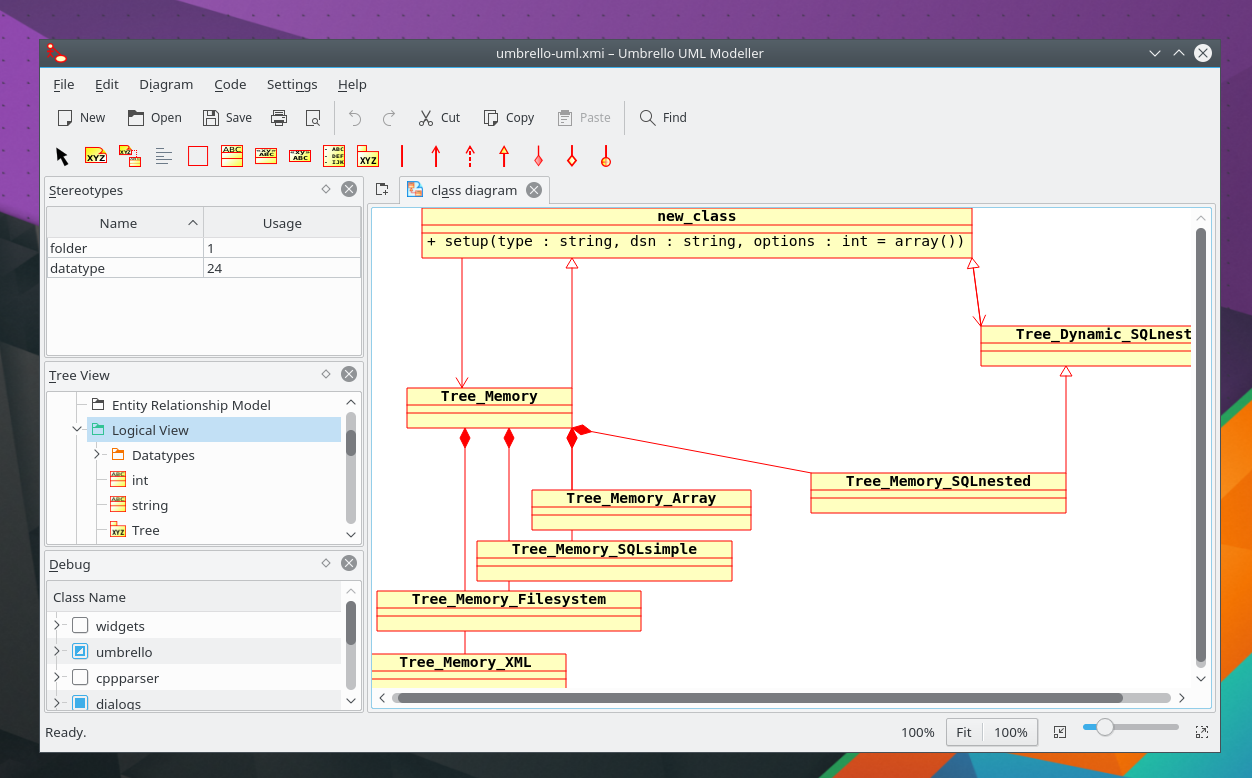 Showing class diagram