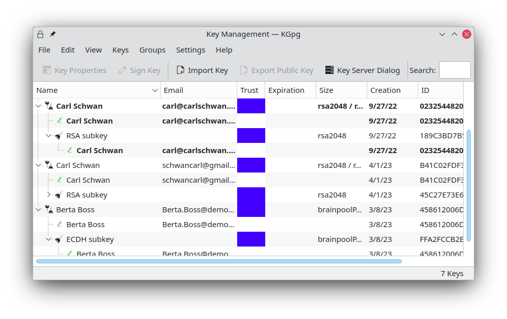 Key management in KGpg