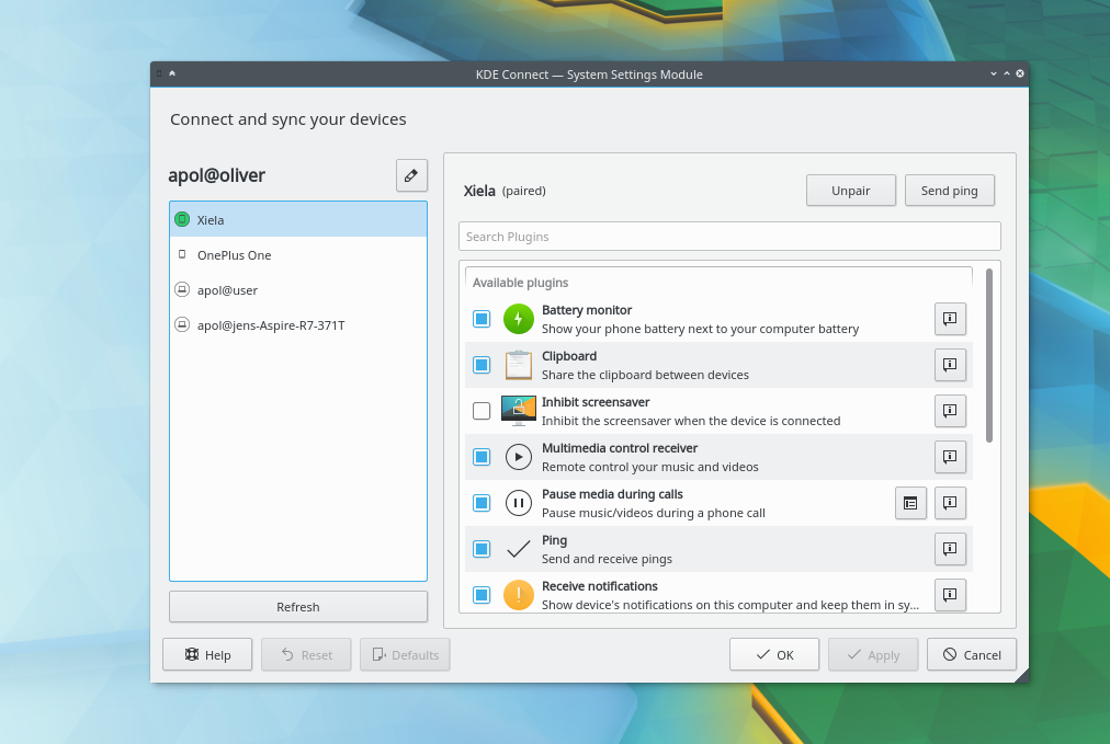 Screenshot of KDE‑konekcija