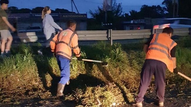 Очистка разлившегося мазута полностью завершили в подтопленном районе Семь ветров в Уссурийске