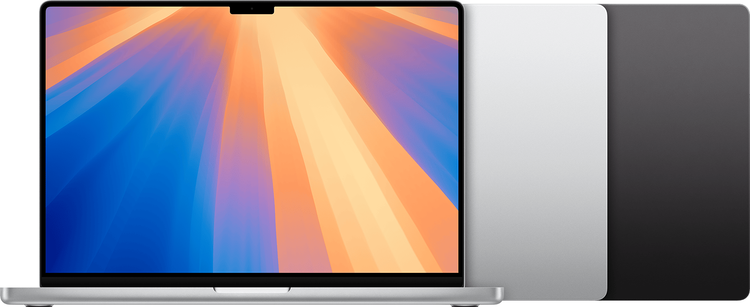 MacBook Pro (16-inch, 2024) in Silver and Space Black.