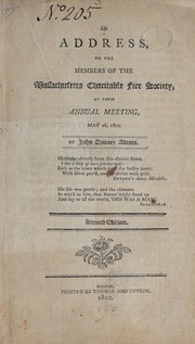 Cover of: An address to the members of the Massachusetts Charitable Fire Society at their annual meeting, May 28, 1802.