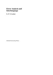 Error analysis and interlanguage by S.P. Corder