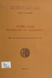 Cover of: Studio sulle Elleniche di Ossirinco: saggio sulla storiografia della prima metà del IV sec. a. C.