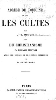 Cover of: Abrégé de l'origine de tous les cultes