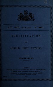 Specification of Arnold Hirst Watkins by Arnold Hirst Watkins