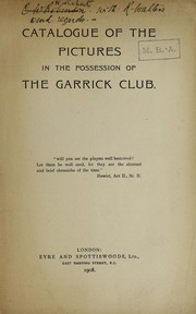 Catalogue of the pictures in the possession of the Garrick Club