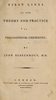 Cover of: First lines of the theory and practice of philosophical chemistry