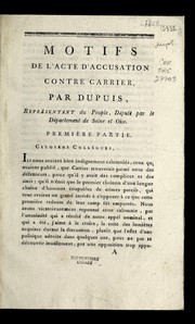 Cover of: Motifs de l'acte d'accusation contre Carrier