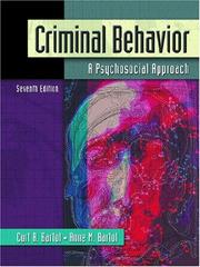 Cover of: Criminal behavior by Curt R. Bartol, Anne M. Bartol, Curt R. Bartol