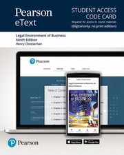 Cover of: Pearson EText for Legal Environment of Business: Online Commerce, Ethics, and Global Issues -- Access Card