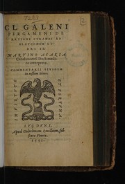 Cover of: De ratione curandi ad Glauconem libri II