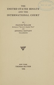 Cover of: The United States Senate and the International court