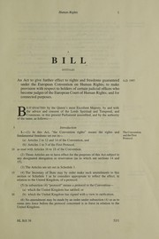 Cover of: Human rights bill [H.L.]: explanatory and financial memorandum