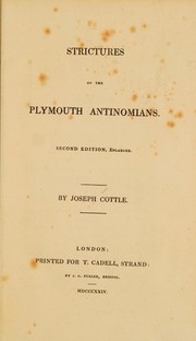 Cover of: Strictures on the Plymouth Antinomians