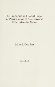 Cover of: The economic and social impact of privatisation of state-owned enterprises in Africa