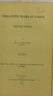 Cover of: Fibro-cystic myoma of uterus: septic©Œmia