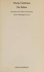 Cover of: Die Balten: Geschichte eines Volkes im Ostseeraum