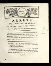 Cover of: Arre te  du conseil ge ne ral du de partement des Vosges: se ance du 13 septembre 1792, l'an quatrie  me de la liberte ...