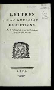 Cover of: Lettres a la noblesse de Bretagne