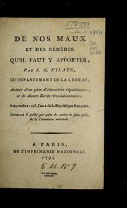 Cover of: De nos maux et des reme  des qu'il faut y apporter