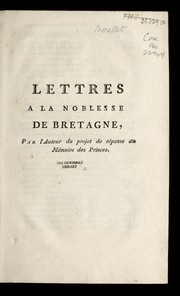 Cover of: Lettres a la noblesse de Bretagne