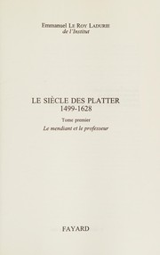 Cover of: Le Voyage de Thomas Platter, 1595-1599