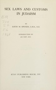 Cover of: Sex laws and customs in Judaism.