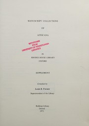 Cover of: Manuscript Collections of Africana in Rhodes House Library