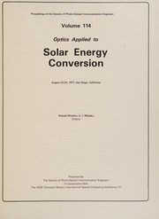 Cover of: Optics applied to solar energy conversion, August 23-24, 1977, San Diego, California