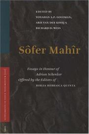 Cover of: Sôfer mahîr: essays in honour of Adrian Schenker