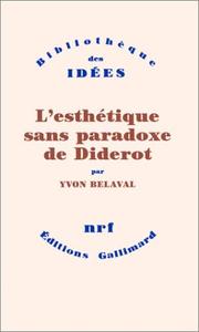 Cover of: L'Esthétique sans paradoxe de Diderot