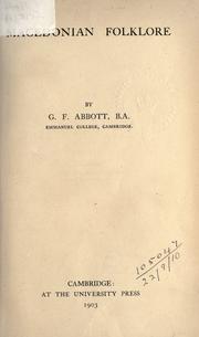 Macedonian folklore by G. F. Abbott