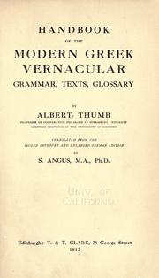 Cover of: Handbook of the modern Greek vernacular: grammar, texts, glossary