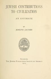 Cover of: Jewish contributions to civilization: an estimate