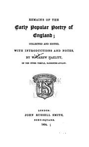 Cover of: Remains of the early popular poetry of England