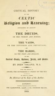 Cover of: A critical history of the Celtic religion and learning: with the history of Abaris, the hyperborean priest of the sun : to which is added an abstract of the life of the author.