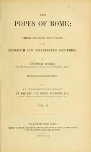 Cover of: The popes of Rome by Leopold von Ranke, Leopold von Ranke