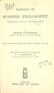 Cover of: History of modern philosophy, from Nicolas of Cusa to the present time. 3d American from the 2d German ed.