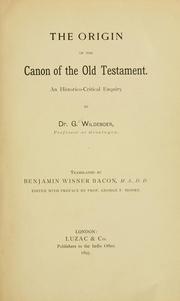 Cover of: The origin of the canon of the Old Testament: an historico-critical enquiry