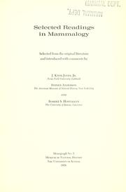 Cover of: Selected readings in mammalogy: selected from the original literature and introduced with comments