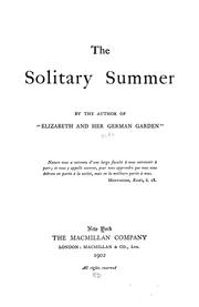 Cover of: The solitary summer by Elizabeth von Arnim, Elizabeth