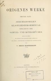 Cover of: Origenes Werke.: Hrsg. im Auftrage der Kirchenväter-Commission der Königl.  Preussischen Akademie der Wissenschaften.