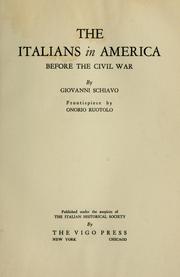 Cover of: The Italians in America before the civil war