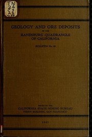 Cover of: Geology and ore deposits of the Randsburg quadrangle, California by Carlton D. Hulin, Carlton D. Hulin