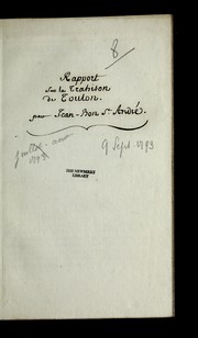 Cover of: Rapport sur la trahison de Toulon