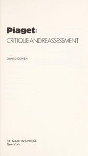 Cover of: Piaget, critique and reassessment