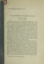 Cover of: State administrative reorganization ...