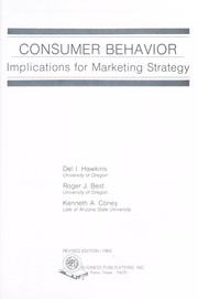 Cover of: Consumer behavior: implications for marketing strategy